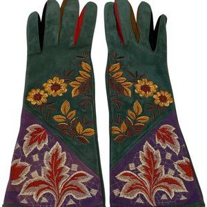 Vintage Valentino Garavani Gloves. Multi-Color Suede. Size 6 US